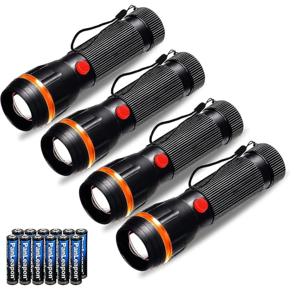 Pack Of 4 Pocket Torches, Led Standard Torches Mini Flashlights Zoomable, 2 Modes 70 Lumen