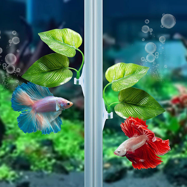 Betta Fisk Bladpude - Forbedr Bettas helbred ved at simulere naturligt habitat (Dobbeltbladsdesign, en stor og en lille)