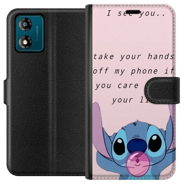 Motorola Moto E13 Lompakkokotelo Stitch Onnea