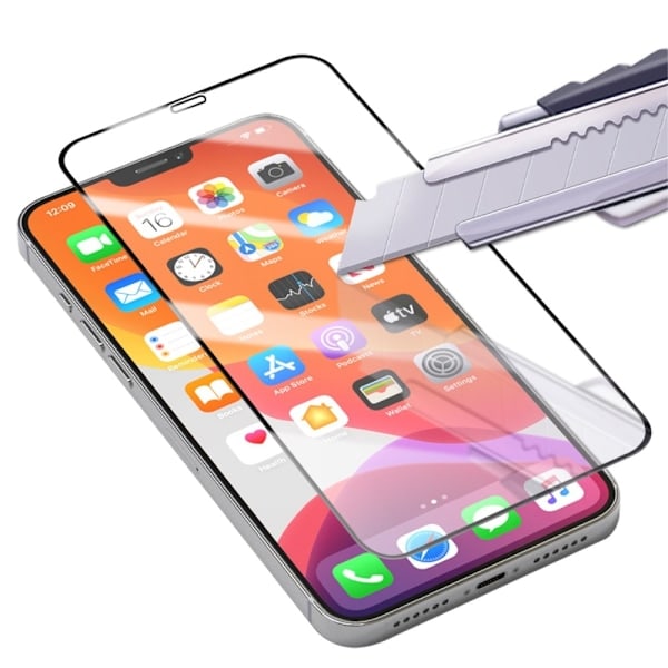 iPhone 12 / 12 Pro - AMORUS Fuld Dækkende Skærmbeskytter i Hærdet Glas