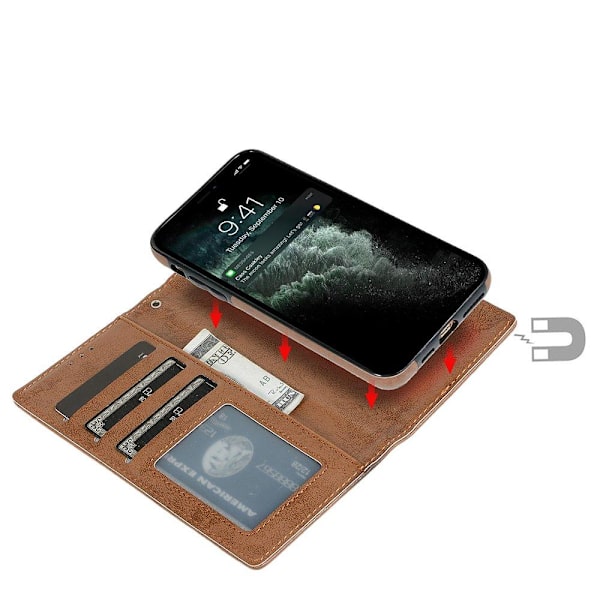 iPhone 12 Mini - Dobbeltfunktion Pungcover Marinblå