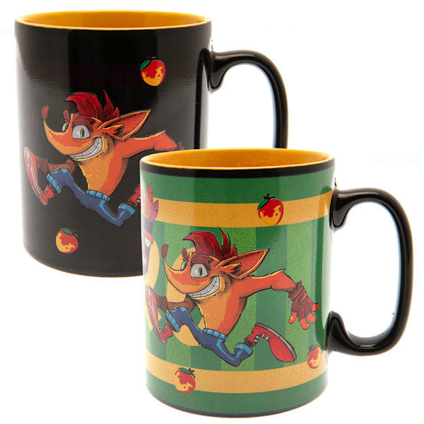 Crash Bandicoot Mega Varmefølsom Krus En Størrelse Sort/Orange/Grøn Black/Orange/Green One Size