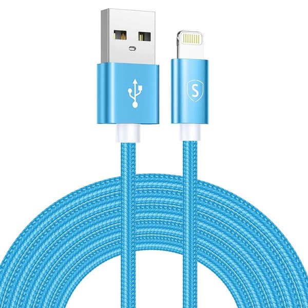 SiGN USB til Lightning-kabel 2.4A, 3m, Nylon - Blå Blå blue