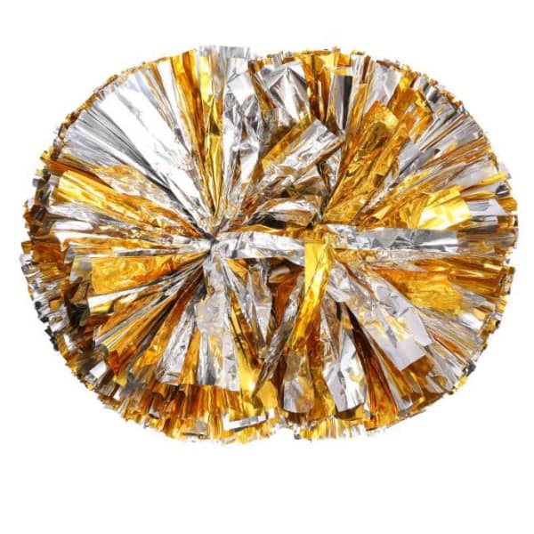 2 metallfolie-cheerleadingpompoms guld silver gold silver