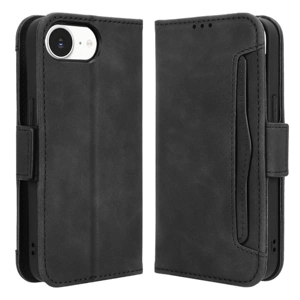 iPhone 16e 6-FACK Plånboksfodral - Svart Svart black