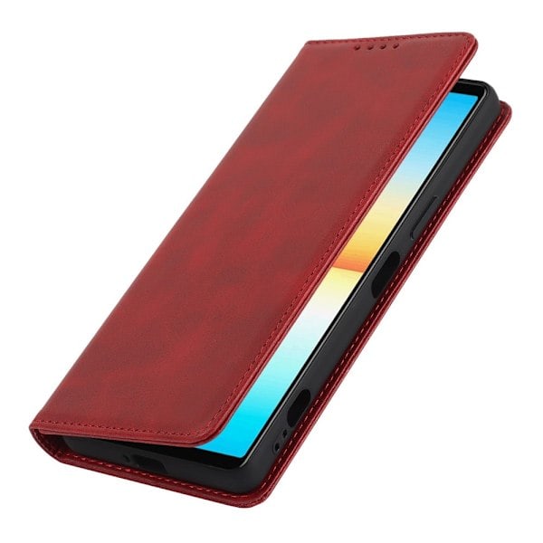 Sony Xperia 10 IV Kotelo Flip Nahka Punainen