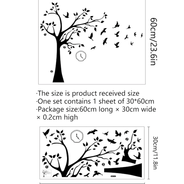 Black Tree Wall Stickers Black Birds Wall Decals Room Decorative Stickers Wall Decor Monotonous Living Room Bedroom Wall Art