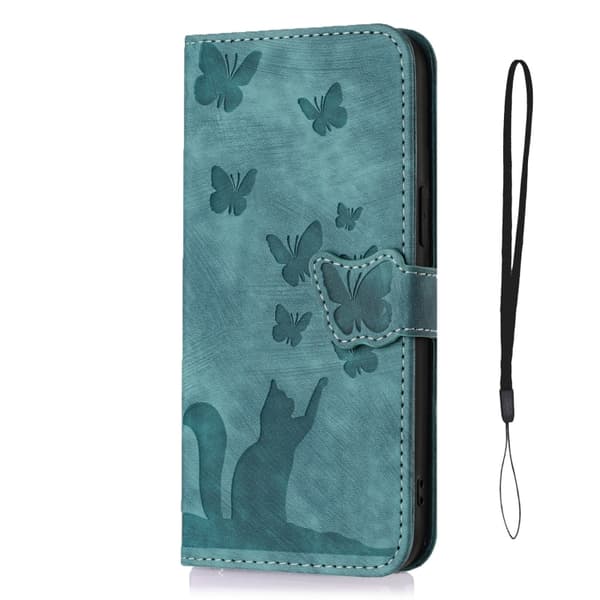 Samsung Galaxy S23 FE 5G Case with Butterfly and Cat Embossing Wathet
