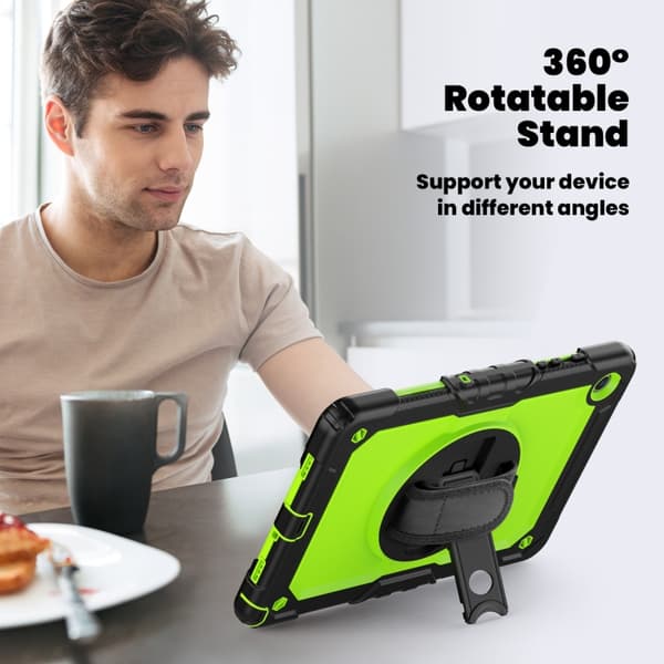 Samsung Galaxy Tab A9+ / A11+ Silicone + PC Case with Shoulder Strap Svart+Gul Grön
