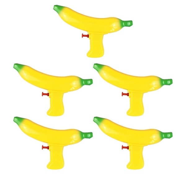 5 stk. vandspøjtelegetøj bananformet strandlegetøj interaktivt spilrekvisit sommer udendørs tilbehør til børn gul 19,5*11cm Yellow 19.5*11cm