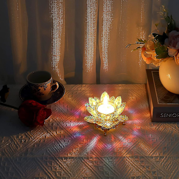 Krystal Lotus Tealight Holder Lotus Kronblad Ønske Lysestager
