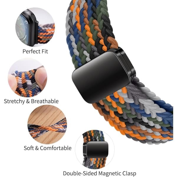 Sport Solo Loop kompatibel med Apple Watch Armband 42 mm 44 mm 45 mm 49 mm för Kvinnor Män, Justerbart Magnetiskt SE 9 8 7 6 5 4 3 Ultra 2