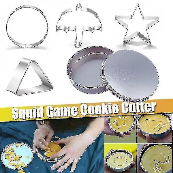 5 stk./sæt Squid Game kiks sukkerkage Squid Game cookie slikform lin