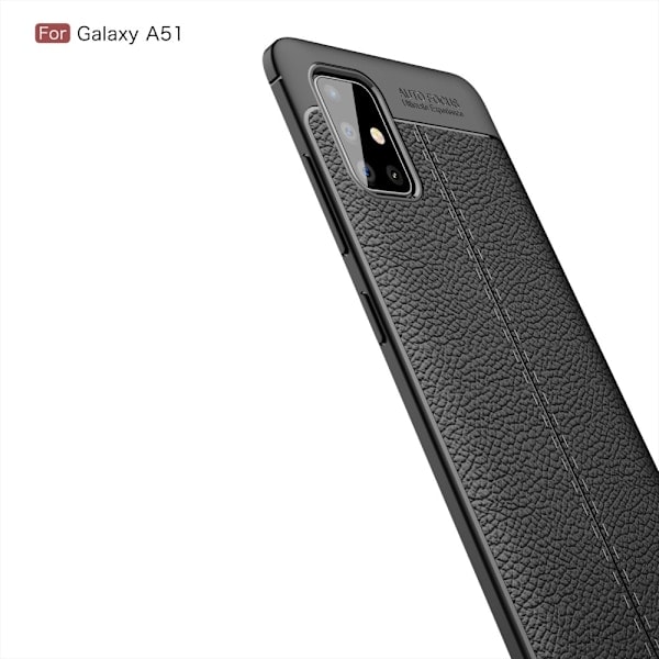 Samsung Galaxy A51 - Litchi Tekstur Cover - Sort Black Svart