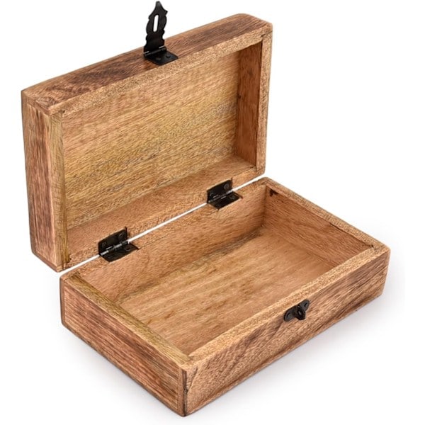 Handgjord Mangoträ Livets Träd Snidad Vacker Minnessak Behållare Smyckeskrin Unik Gåva (Flame Craft Finish)