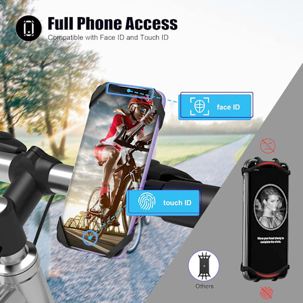 Universelt mobiltelefonfeste for sykkel og motorsykkel, 360° roterbart justerbart sykkeltelefonfeste kompatibelt for 4\" til 6,7\" smarttelefoner