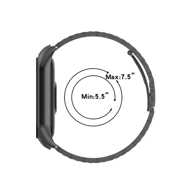 Lämplig för Xiaomi Mi Band 6, 6NFC Mi 5 Band NFC Amazfit band5 Universal stålbälte med tre pärlor, silver