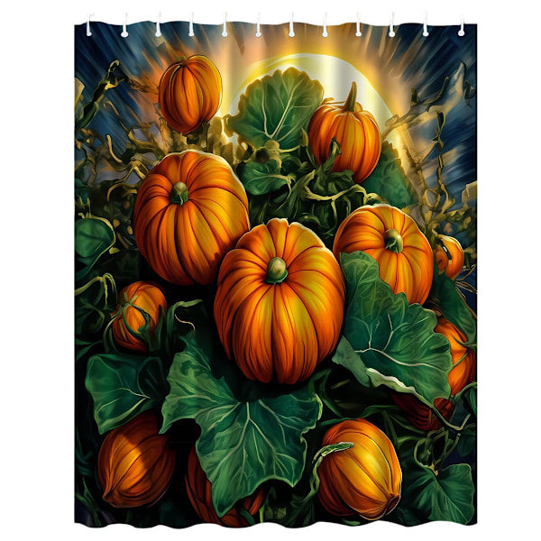 Efterårsbruseforhæng til badeværelse, efterårspumpe høst bondegård Thanksgiving Halloween stof bruseforhæng med krogsæt 120*180cm