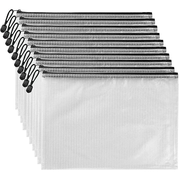 10 stk glidelåsfilposer, vanntett glidelåspose, PVC-dokumentpose glidelåsmapper dokumentpose