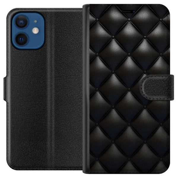 Compatible Wallet Case for Apple iPhone 12 Leather Black Plånboksfodral