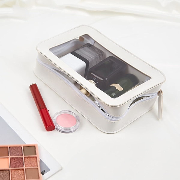 Genomskinlig sminkväska Kosmetisk väska Reseväska för toalettartiklar Resesminkväska Toalettväska Makeup Organizer Väska (Vit)
