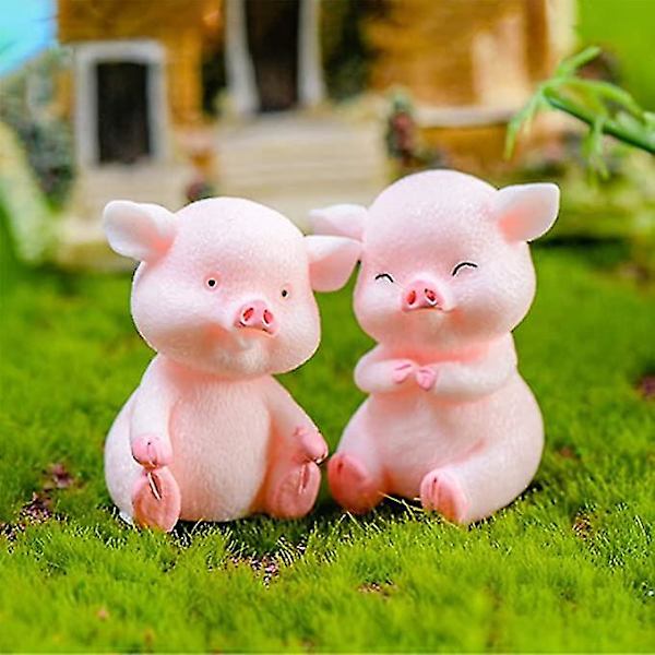 Miniatyyriset sian hahmot 8 kappaletta, ihastuttava vaaleanpunainen porsasleluhahmo kakkukoriste satupuutarhan koristeisiin joulupöydän koristeluun