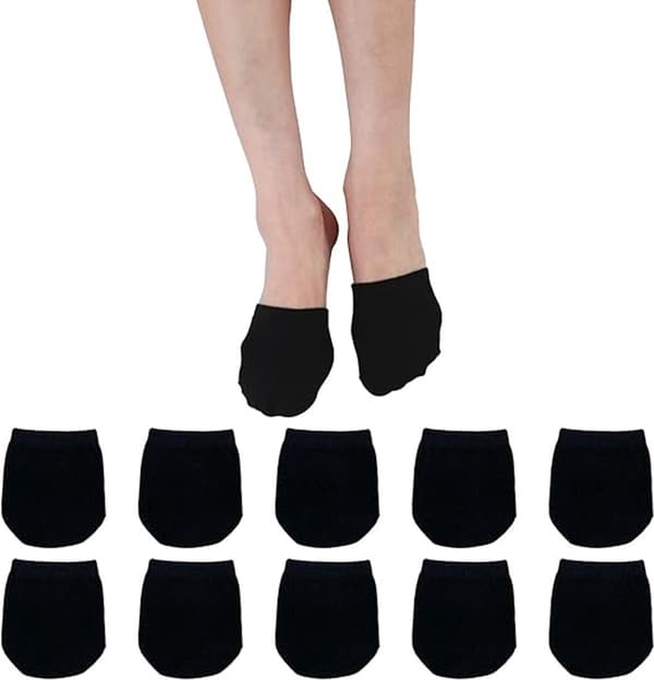 Fine bomullståsokker, 5 par, usynlige halvsokker for kvinner, svart