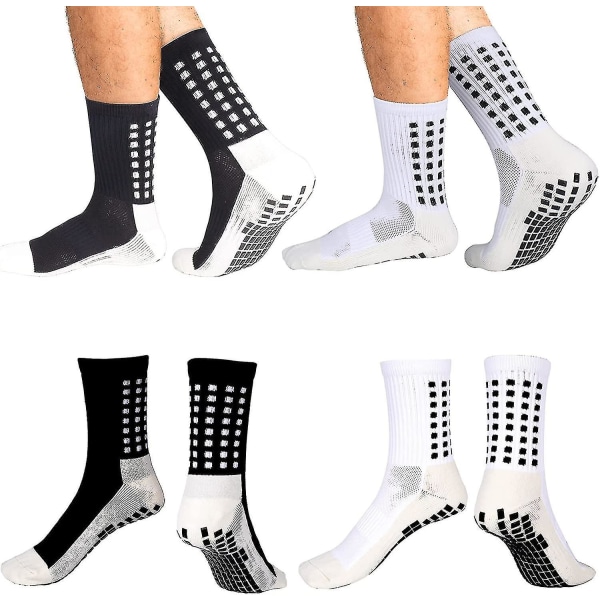 2 Pairs Non Slip Sport Soccer Socks Anti Slip Football Grip Socks Unisex Athletic Sports Socks With Rubber