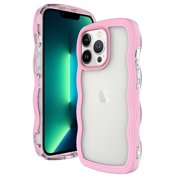 iPhone 15 Pro Max Kuori Wavy Hybrid Läpinäkyvä/Pinkki
