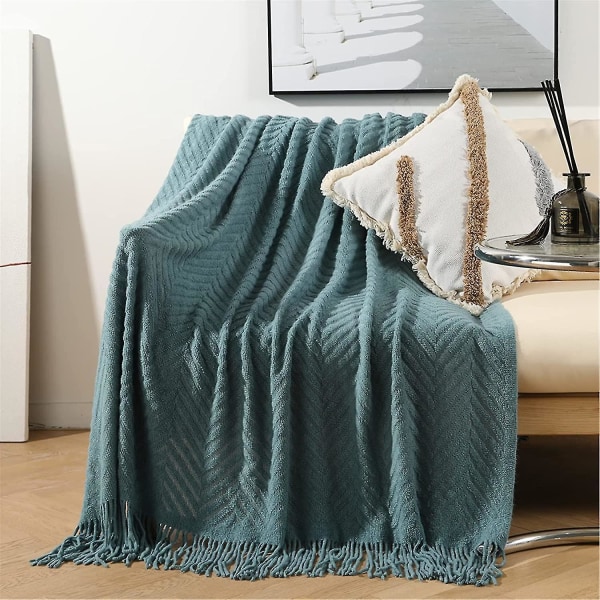 Gosig filt fluffig supermjuk vändbar filt som fleecefilt sängöverkast soffa 130 X 150 cm (blå