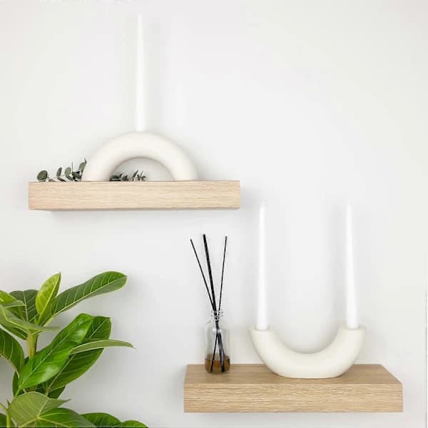 Ceramic Candlestick Set - Decorative Candle Holders - Modern Home Decor for Dining Table, Living Room Table white[co]