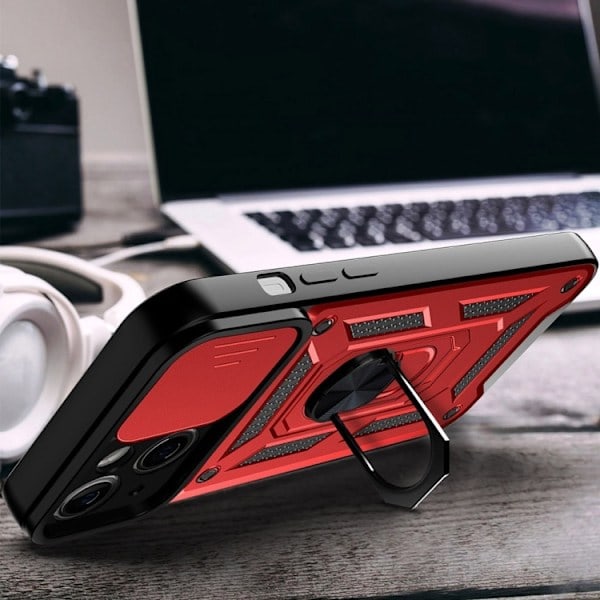 iPhone 14 Kuori Armor Hybrid Ring CamShield Punainen