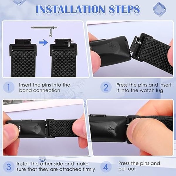 2 stk. elastiske nylonarmbånd kompatible med Fitbit Inspire 3/Inspire 2/ Inspire/Inspire HR/Inspire Ace 2/ Inspire Ace 3