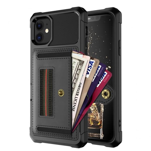 iPhone 12 Mini Støtsikkert Deksel med Kortlomme Solid V5 Svart black