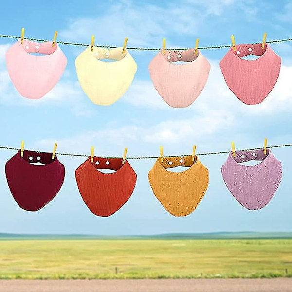 Trekantede Halstørklæder, Pakke Med 8 Savlesmække, Blødt Bandana Til Baby, Justerbare Muslin Bandanas