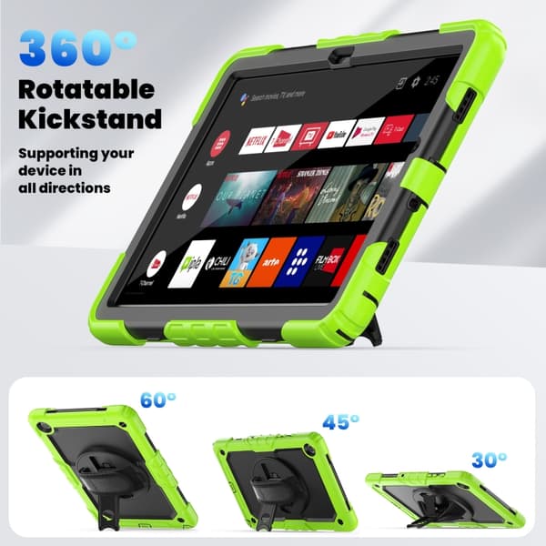 Samsung Galaxy Tab A9+ / A11+ Silicone + PC Case with Shoulder Strap Gul Grön+Svart