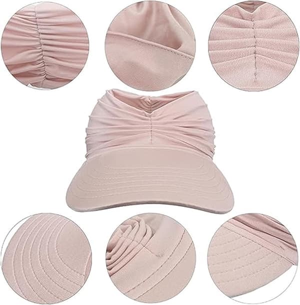 Solhat til kvinder med bred skygge, åndbar bomuldspolyester, letvægts foldbar strandhat til rejser, hvid, One Size 56-60 cm