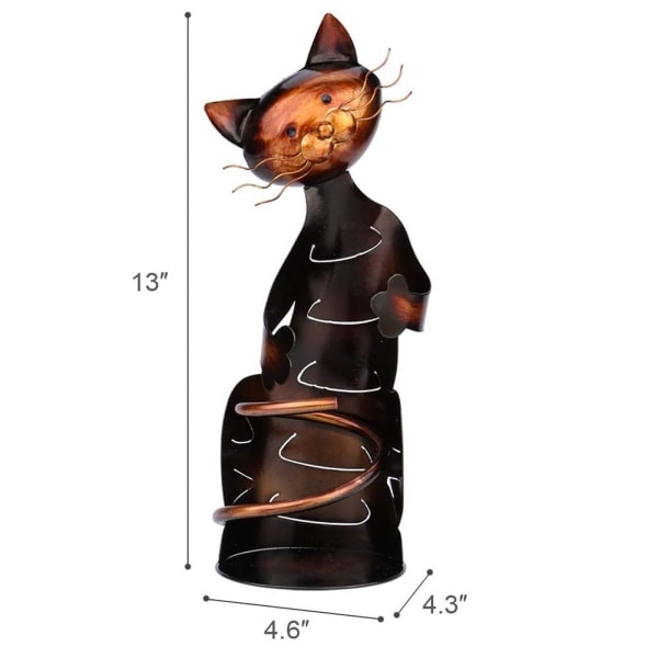 Söt Katt Metall Vinställ Universal Vinflaska Displayställ Retro Vinkällare Dekoration Brons