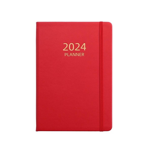 2024 A5 Englannin aikataulupäiväkirja, joustava nauhakirjan kansi, punainen