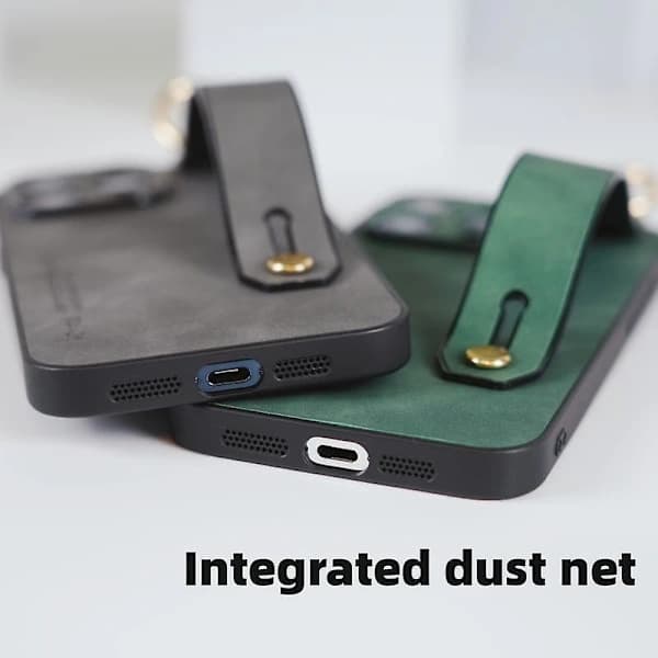 Mobilskal i lammskinn med handledsrem för iPhone 12 Pro[co]