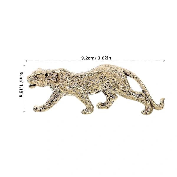 Retro Messing Leopard Statue Hjem Skrivebord Papirvekt Liten Messing Dyrefigur Gullfarget 9.20X3.00X2.50CM