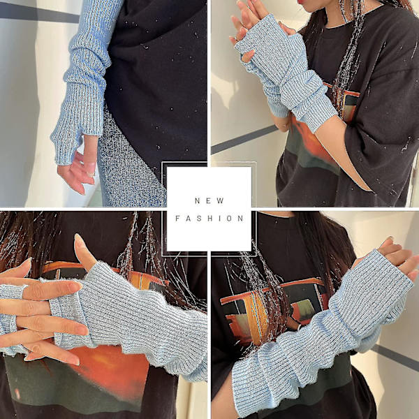 Cashmere-blandade armvärmare Vinter Fingerless Handskar Stickade Långärmade Vantar