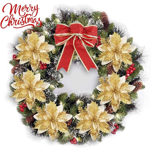 Jul kunstig glitterblomst 12 ST Juleblomster til jul[CO]