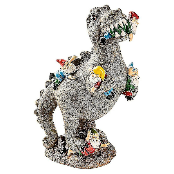 Dinosaur-Nisse Statue Hagefigur Dinosaur Spiser Nisser Hage Utemiljø Dekor,l,1stk
