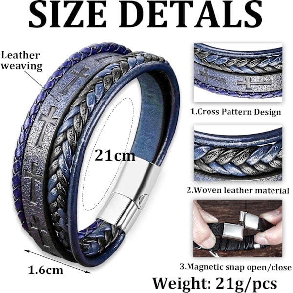 Läderarmband för män, armband för män, järnarmband för män, armband i rostfritt stål för män, vikingarmband J