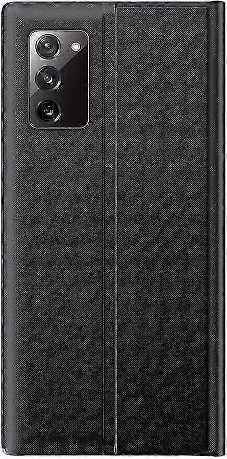 Samsung Galaxy S20 FE Smart View Flip Cover - Premium Leather Case, Mirror Window, Stylish, Protective Flip Case Black