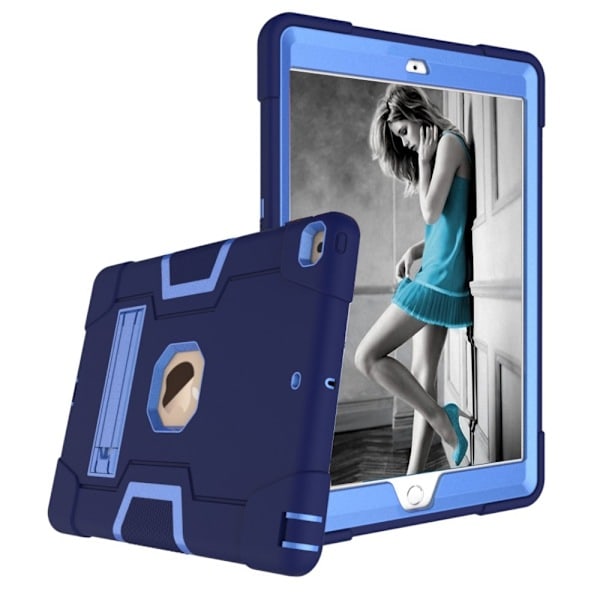 iPad 10.2 2019/2020/2021 Stødsikkert Hybrid Cover Med Støttefod Mørkeblå/Blå Mørkeblå/Blå