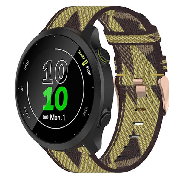 Nylonpunottu 20 mm kellon ranneke Garmin Forerunner 55 -kelloon Yellow