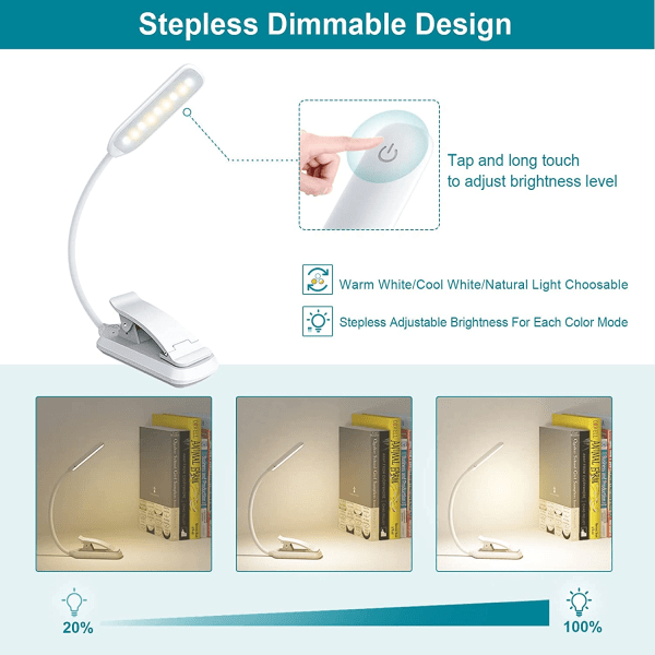 LED-läslampa, uppladdningsbar 3 nivåer av ljusstyrka