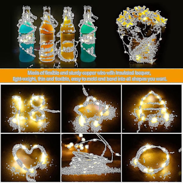 10 st LED-slingljus Batteri, Slingljus Liten Med Batteri, 1m 10 Micro-YNP